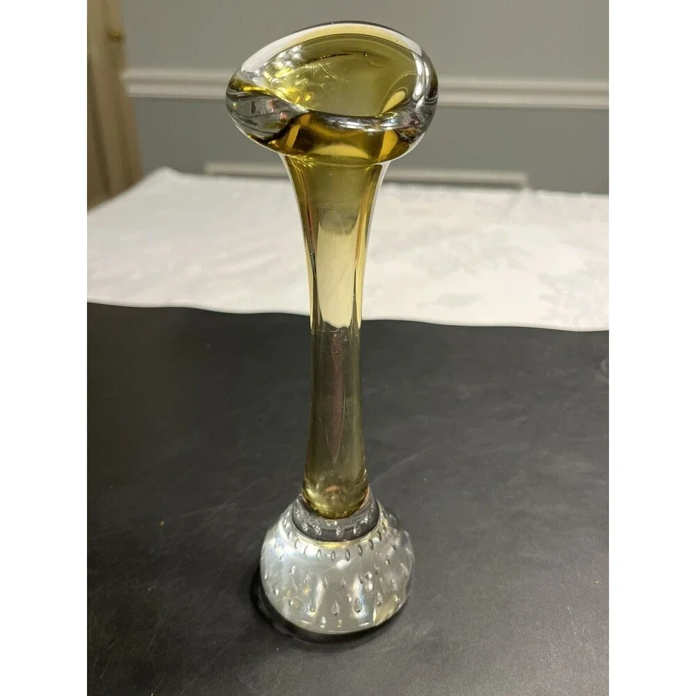 Vintage Yellow Jack in the Pulpit Bud Vase Aseda of Sweden 7.6”